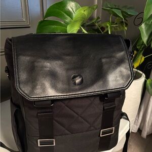 Black Leather Paperclip Diaper Bag